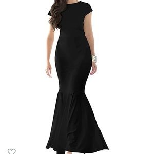 Floor length cap sleeve mermaid gown
